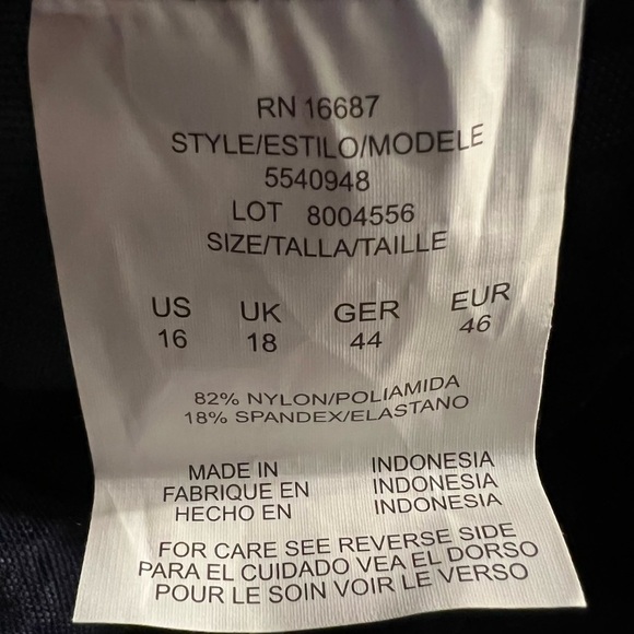 Swim Solutions Navy Naut High Neck Mesh Insert One Piece Swimsuit - Picture 7 of 7